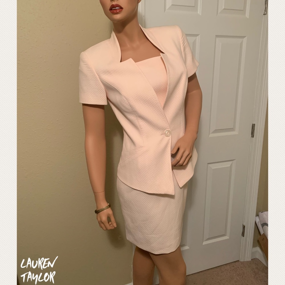 LAUREN TAYLOR Crepe Pink 2-Piece Dress & Jacket